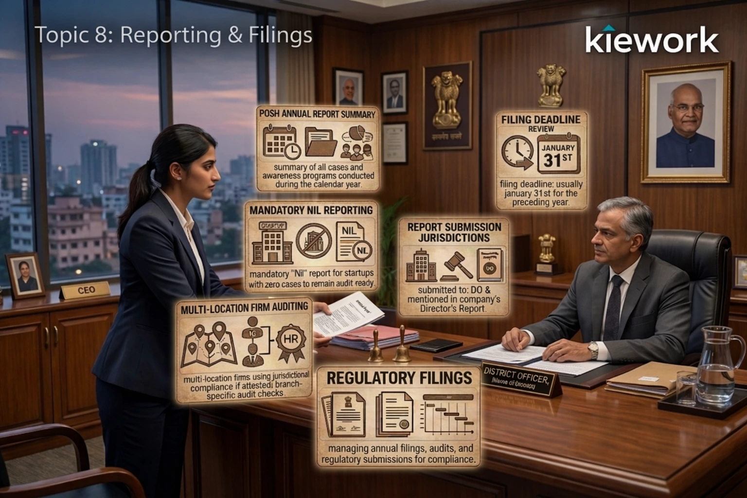 POSH reporting system managing annual filings, audits, and regulatory submissions for compliance